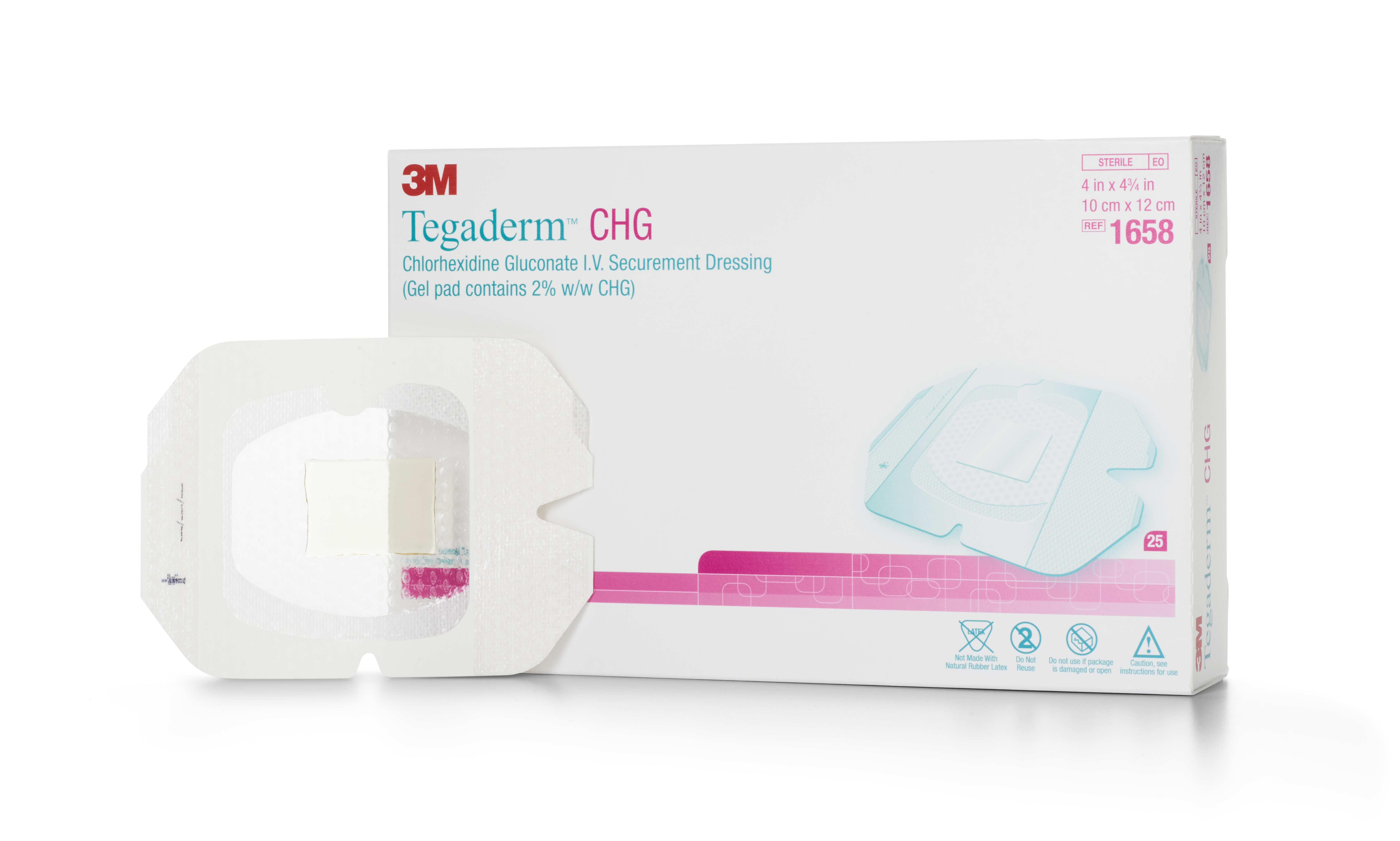 3M Tegaderm CHG I.V. Securement Dressing, 4 x 4 Inch MK 663783