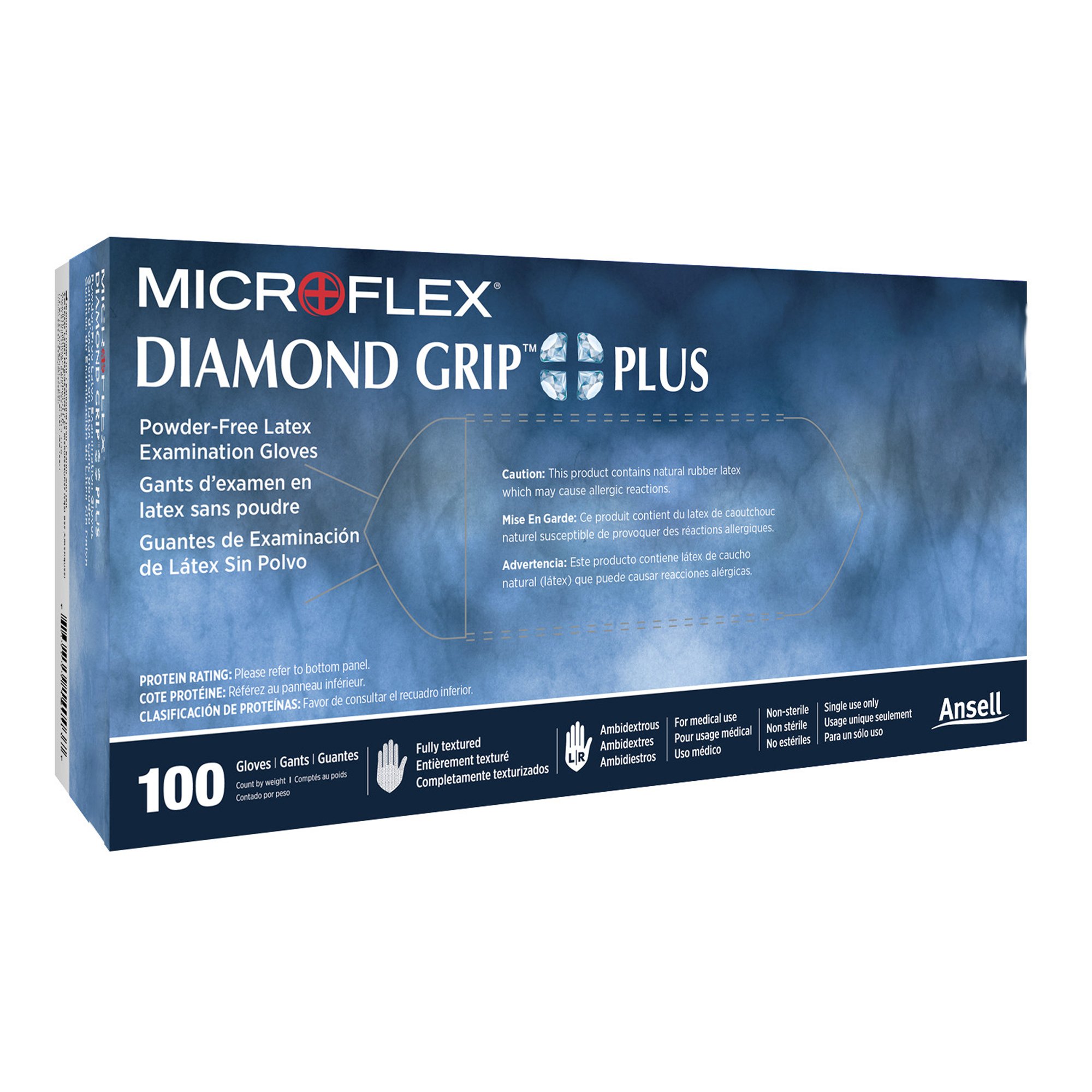Microflex Diamond Grip Plus Latex Gloves, Small, White MK 365973