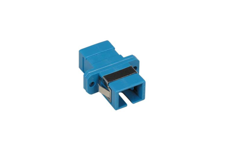 Fiber Adapter, SC/UPC Simplex Singlemode, With Flange, Blue