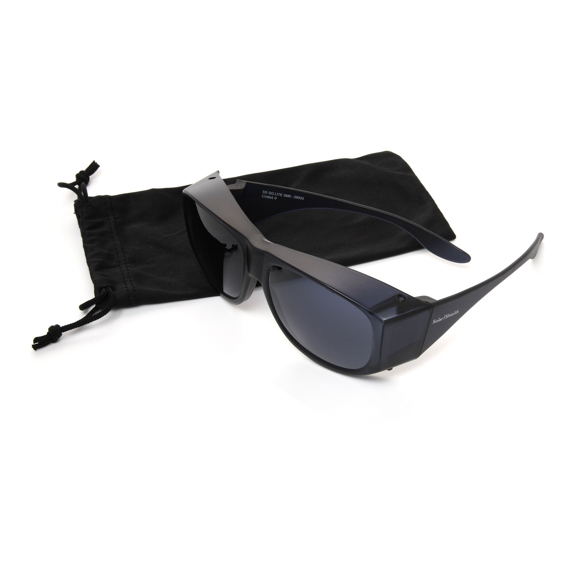 Sunglasses Solar Shield Fit Over Uncoated Smoke Tint Polycarbonate Lens Black Frame Over Ear One Size Fits Most MK 1203748