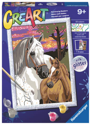 Ravensburger CreArt Paint by Number: Sunset Horses with Glitter (7x10)