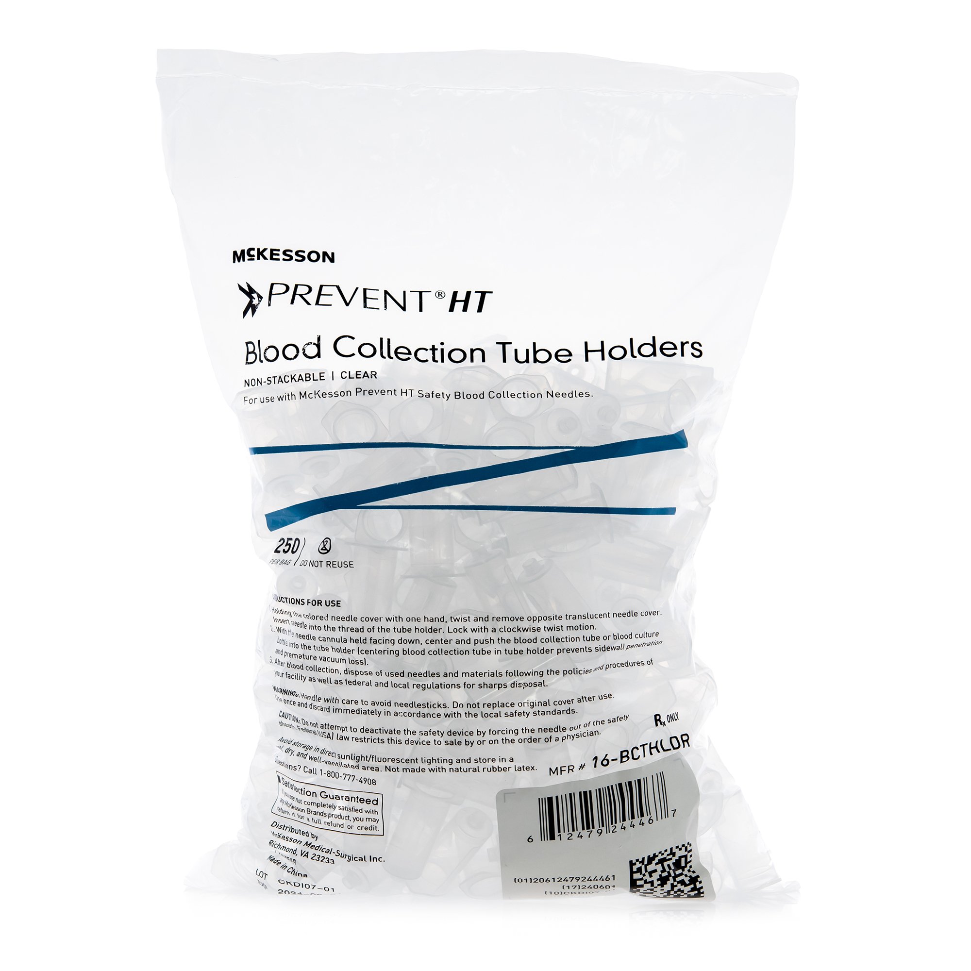 McKesson Prevent HT Blood Collection Tube Holder / Needle Holder for use with 13 mm and 16 mm Blood Collection Tubes MK 1144307