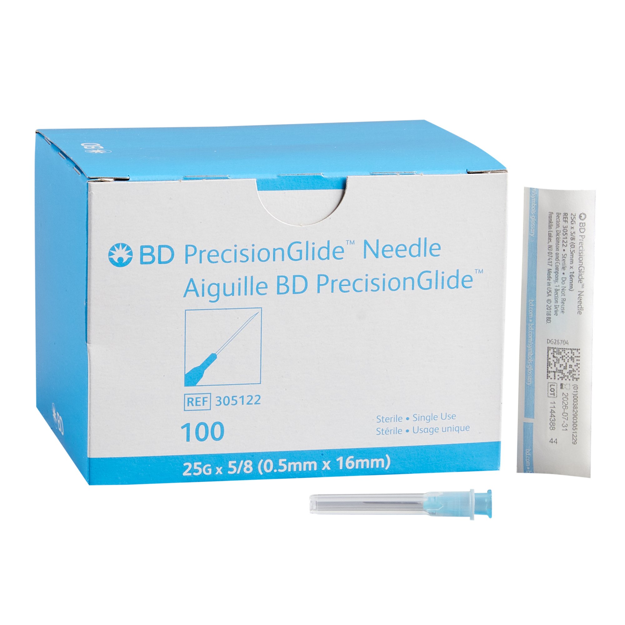PrecisionGlide Hypodermic Needle, 25 Gauge, 5/8 Inch Length MK 396