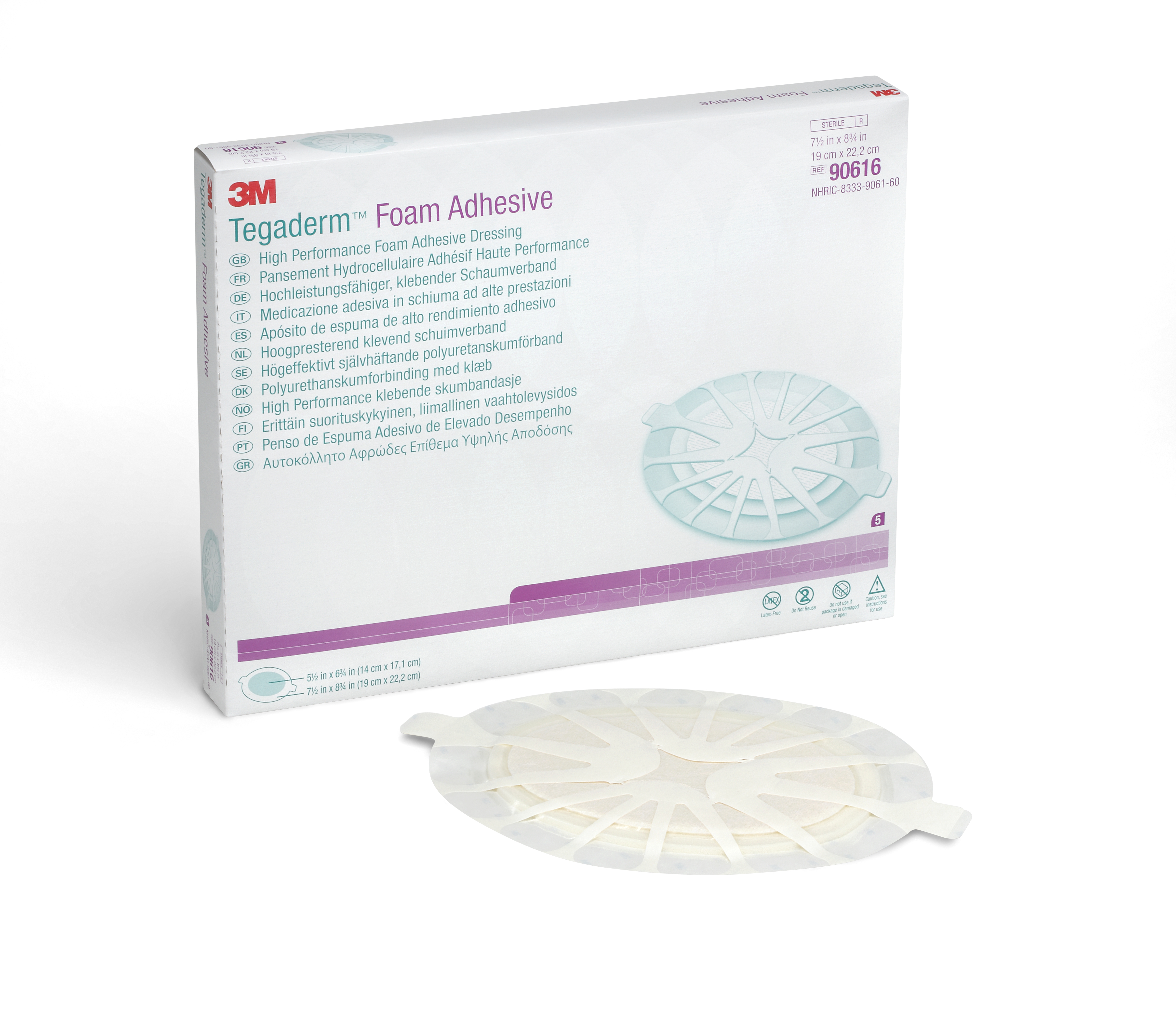 3M Tegaderm High Performance AdhesiveBorder Foam Dressing, 19 x 22.2 cm Oval MK 476445