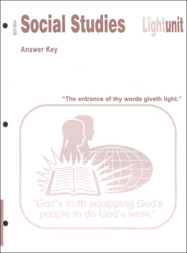 Christian Light Social Studies 603-604 LightUnit A/K old ed