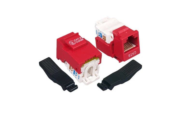 Cat6 110 Tool Less Type RJ45 Keystone Jack, Red