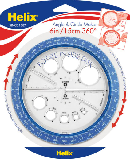 Angle and Circle Maker (2 in 1 Protractor and Compass)