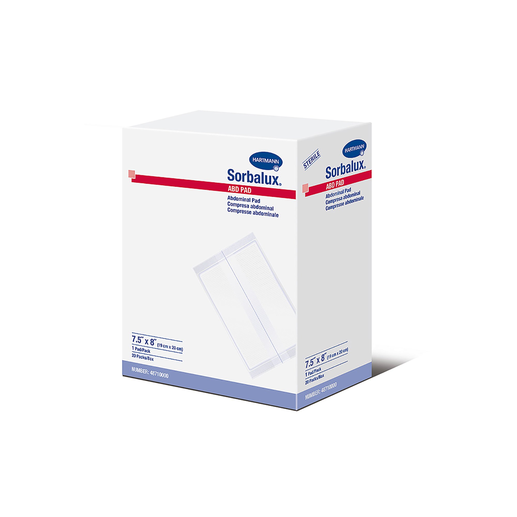 Sorbalux ABD Sterile Abdominal Pad, 7-1/2 x 8 Inch, 1-Ply MK 787090