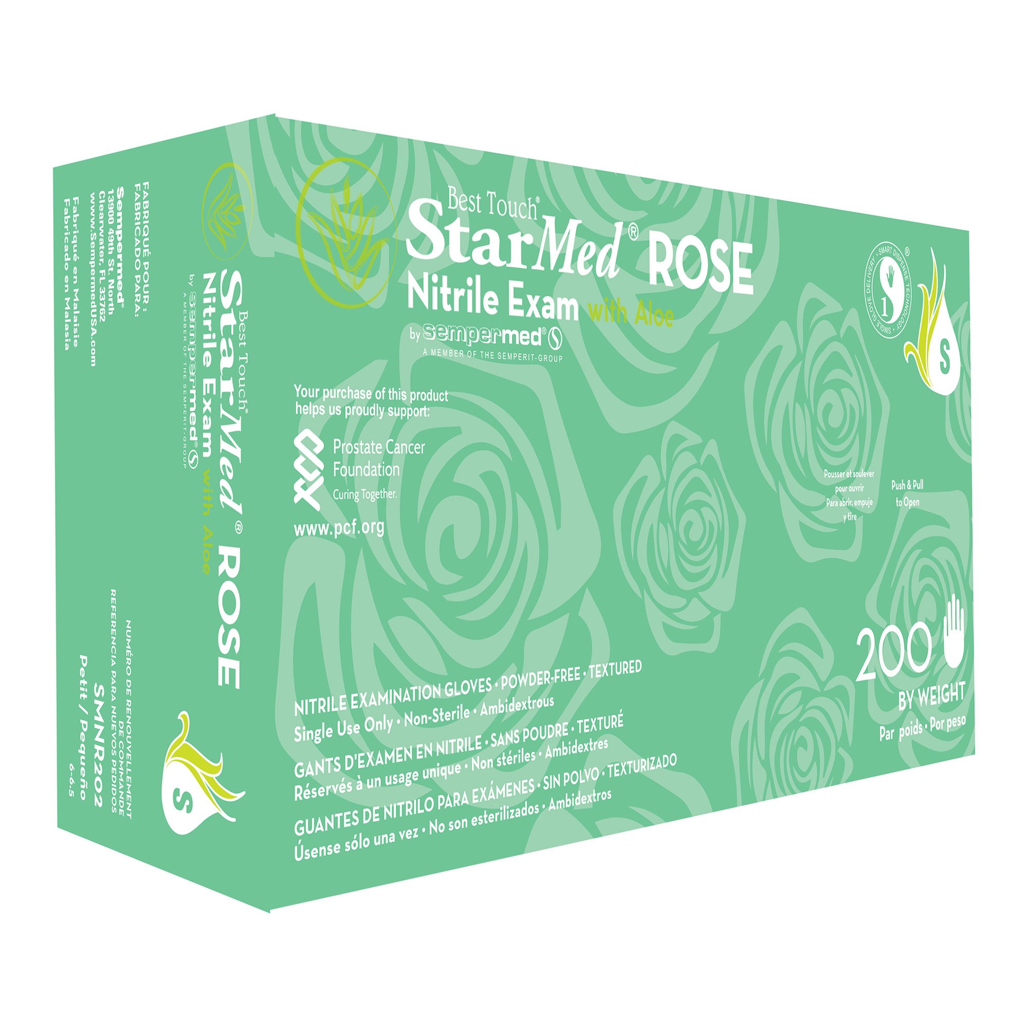 StarMed Rose Nitrile Exam Glove, Small, Pink MK 976524