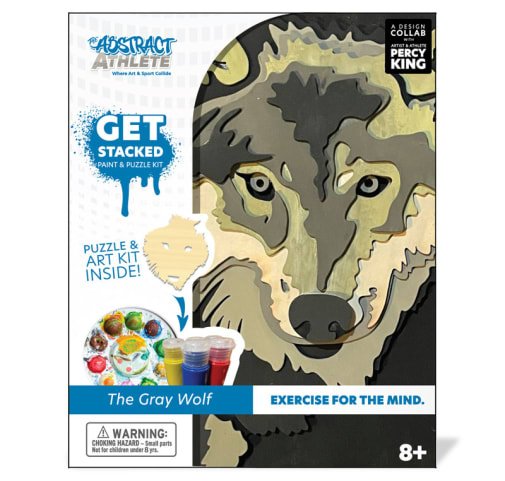 Get Stacked Paint & Puzzle Kit - Gray Wolf