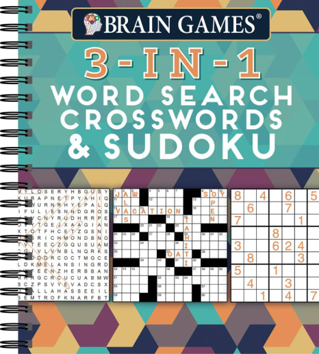 3-in-1 Word Search, Crosswords & Sudoku (Brain Games)