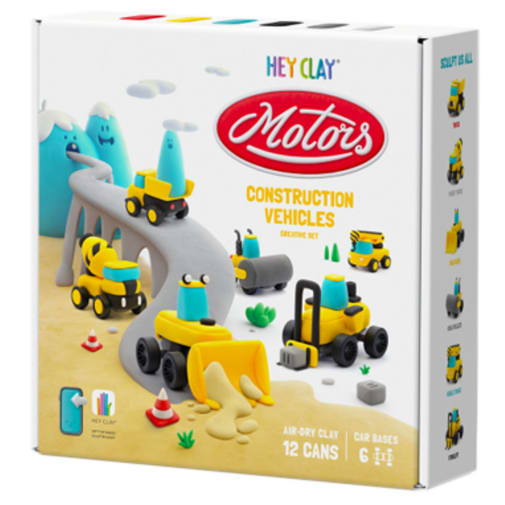 Hey Clay Construction Vehicles Air-Dry Clay Modeling Set | Fat Brain Toys