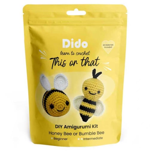 Dido Learn to Crochet: This or That DIY Amigurumi Kit - Honey Bee or Bumble Bee