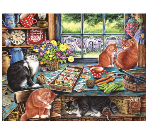 Cobble Hill Garden Shed Cats Tray Puzzle (35 piece)