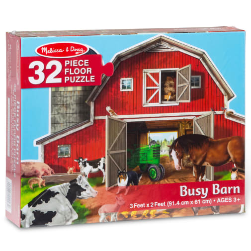 Melissa & Doug Busy Barn Shaped Floor Puzzle (32 pieces)