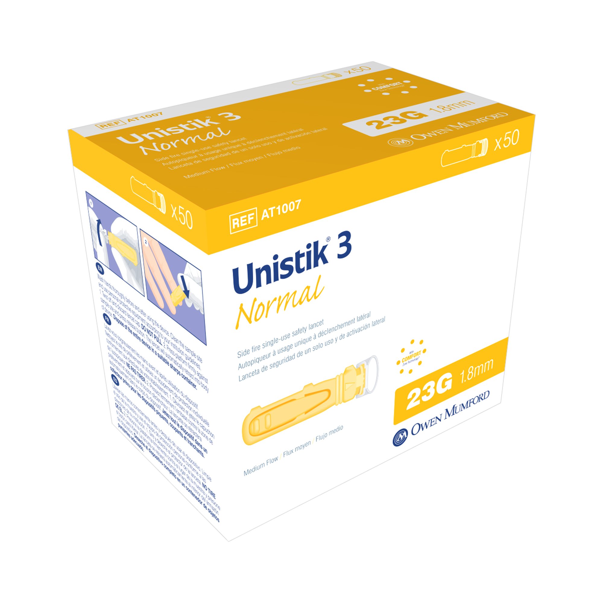 Unistik 3 Normal Safety Lancet, 23 Gauge, 50 ct. MK 570415