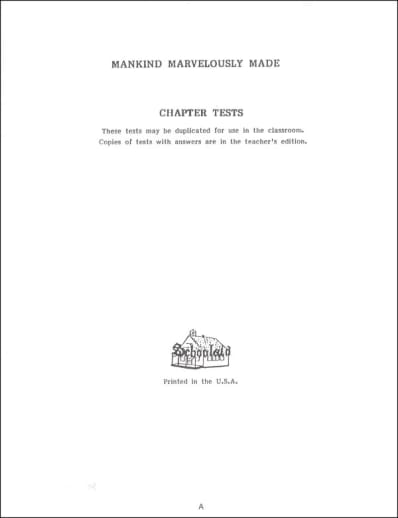 Mankind Marvelously Made Tests - Grades 7-8