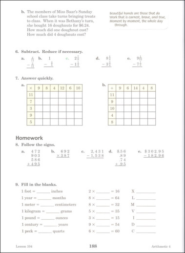 Arithmetic 4 Student (4th Edition)