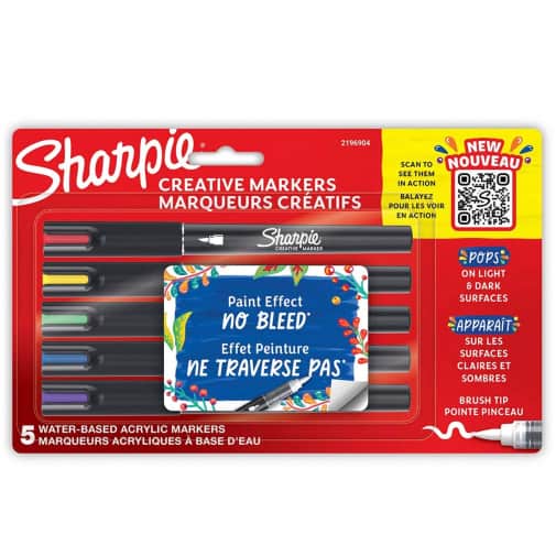 Sharpie Creative Markers Water Based Acrylic Brush Tip (set of 5)