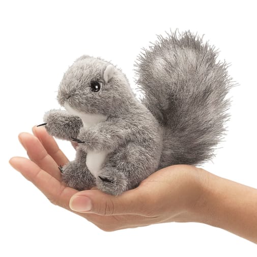 Mini Gray Squirrel Finger Puppet