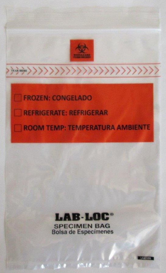 Lab-Loc Specimen Transport Bag with Document Pouch, Zip Closure, 6 x 9 Inch MK 978541
