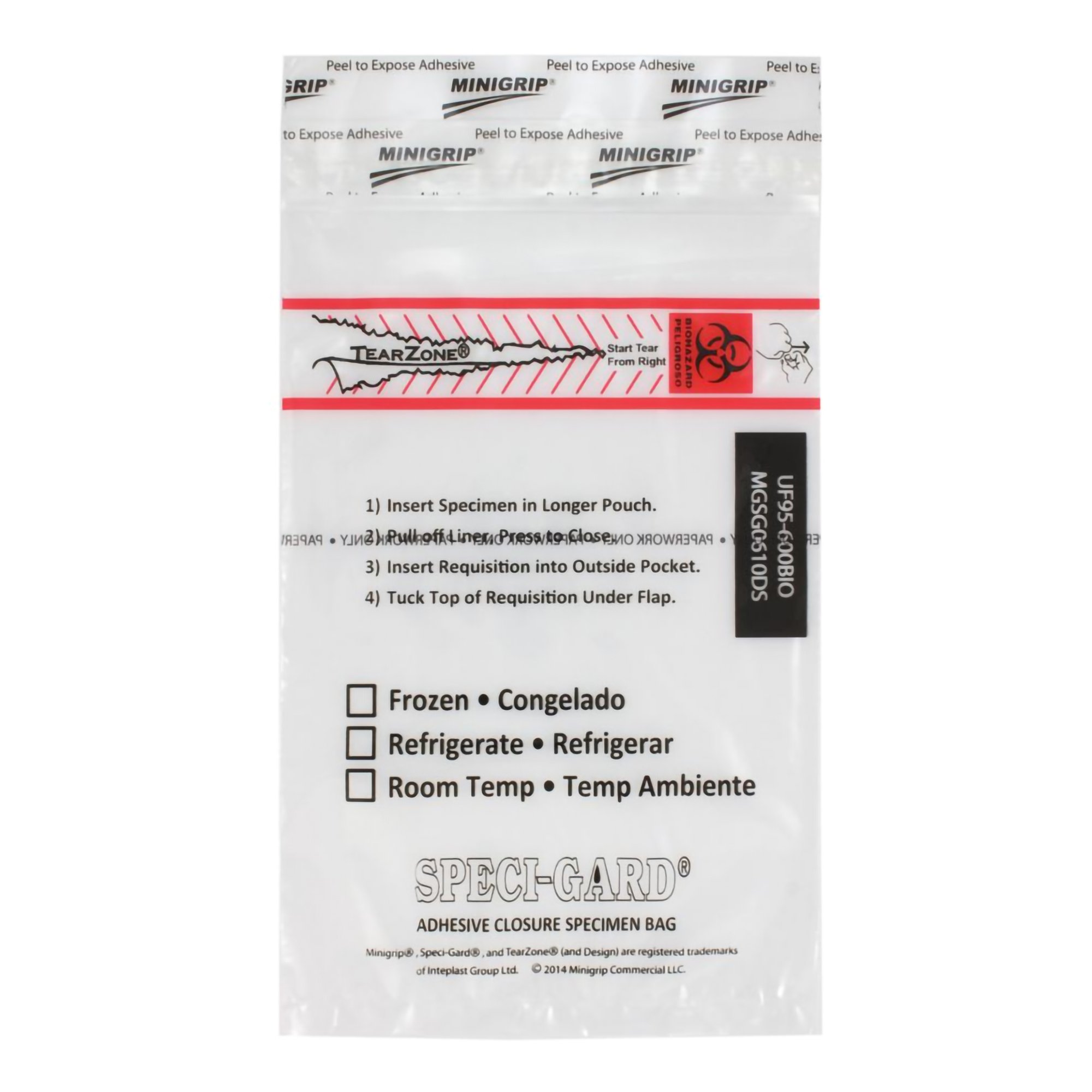 Speci-Gard Specimen Transport Bag, Document Pouch, Adhesive Closure, 6 x 10 MK 280102