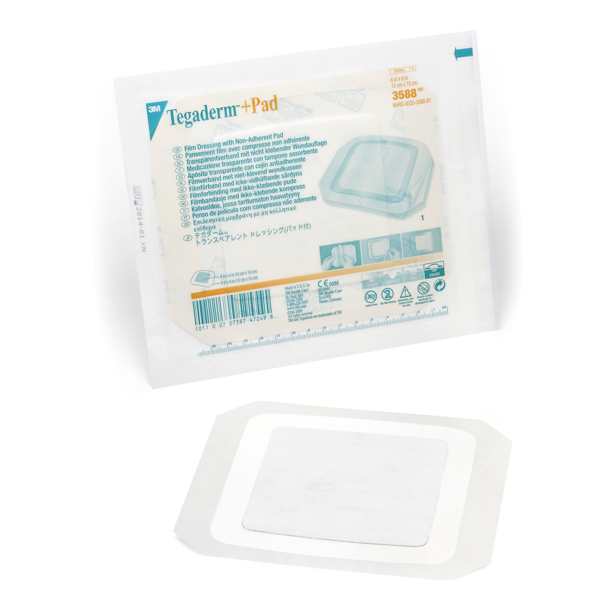 3M Tegaderm +Pad Film Dressing with nonadherent Pad, 6 x 6 Inch MK 360349