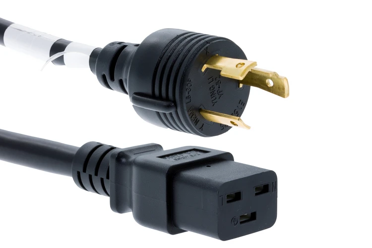 Locking Power Cord L6-30P to C19, Black , 15ft