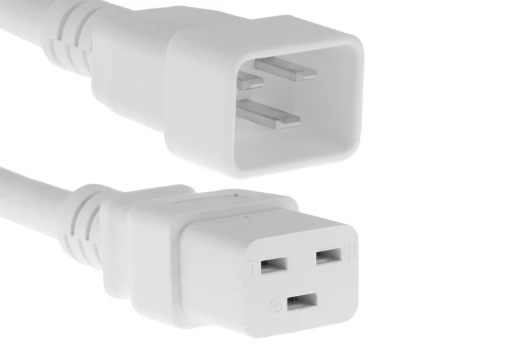AC power cord, C20 to C19, 12 AWG, 10ft, White