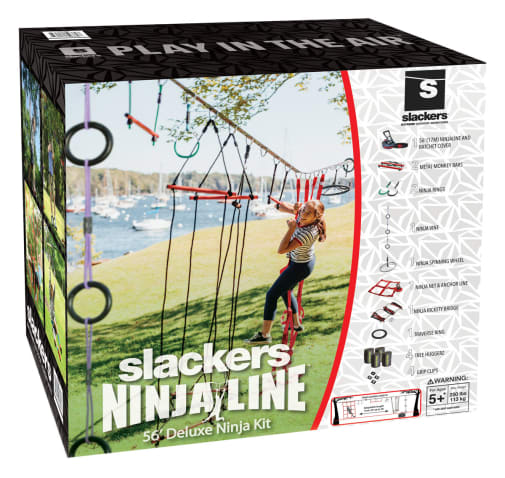 Slackers NinjaLine Deluxe Kit 56 ft with 9 Hanging Obstacles | Bolder Play