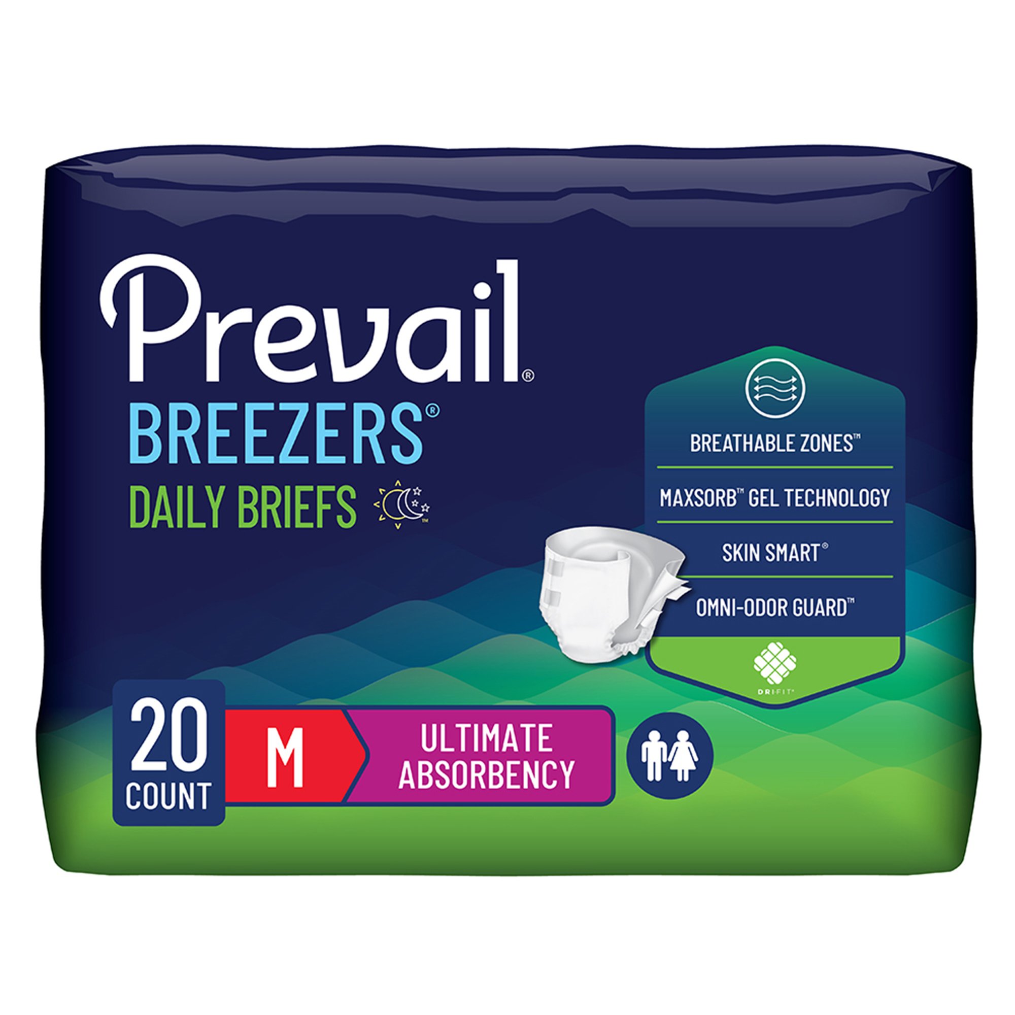 Prevail Breezers Ultimate Absorbency Incontinence Briefs, Medium MK 1234416