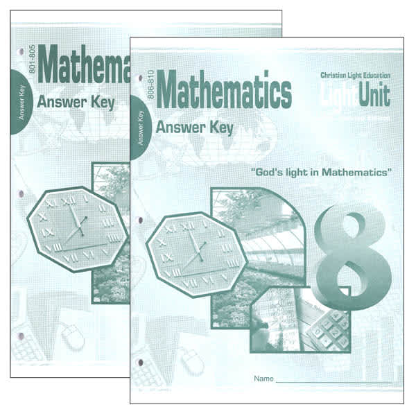 Christian Light Mathematics LightUnit 801-810 Answer Key Set Sunrise Edition
