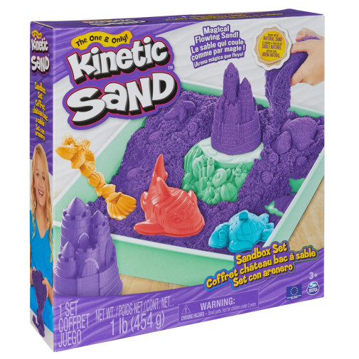 Kinetic Sand, Sandbox Playset with 1lb of Purple Kinetic Sand and