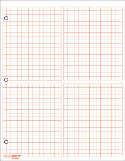 Graph Paper, 4 Quadrant 1/4" Squares (100 sheet pack) - Red