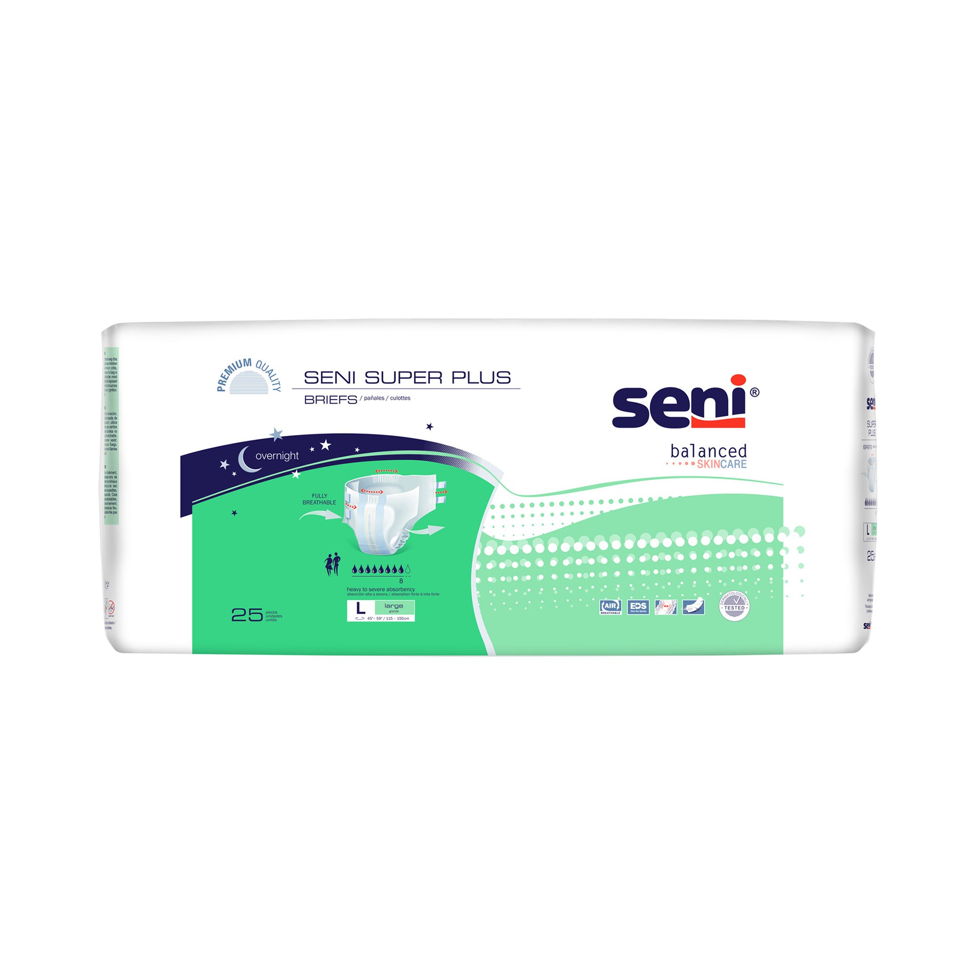 Seni Super Plus Overnight Heavy to Severe Absorbency Incontinence Brief, Large MK 1163871