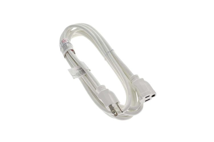 15Ft 16/3 SJTW White Power Extension Cord White Plug