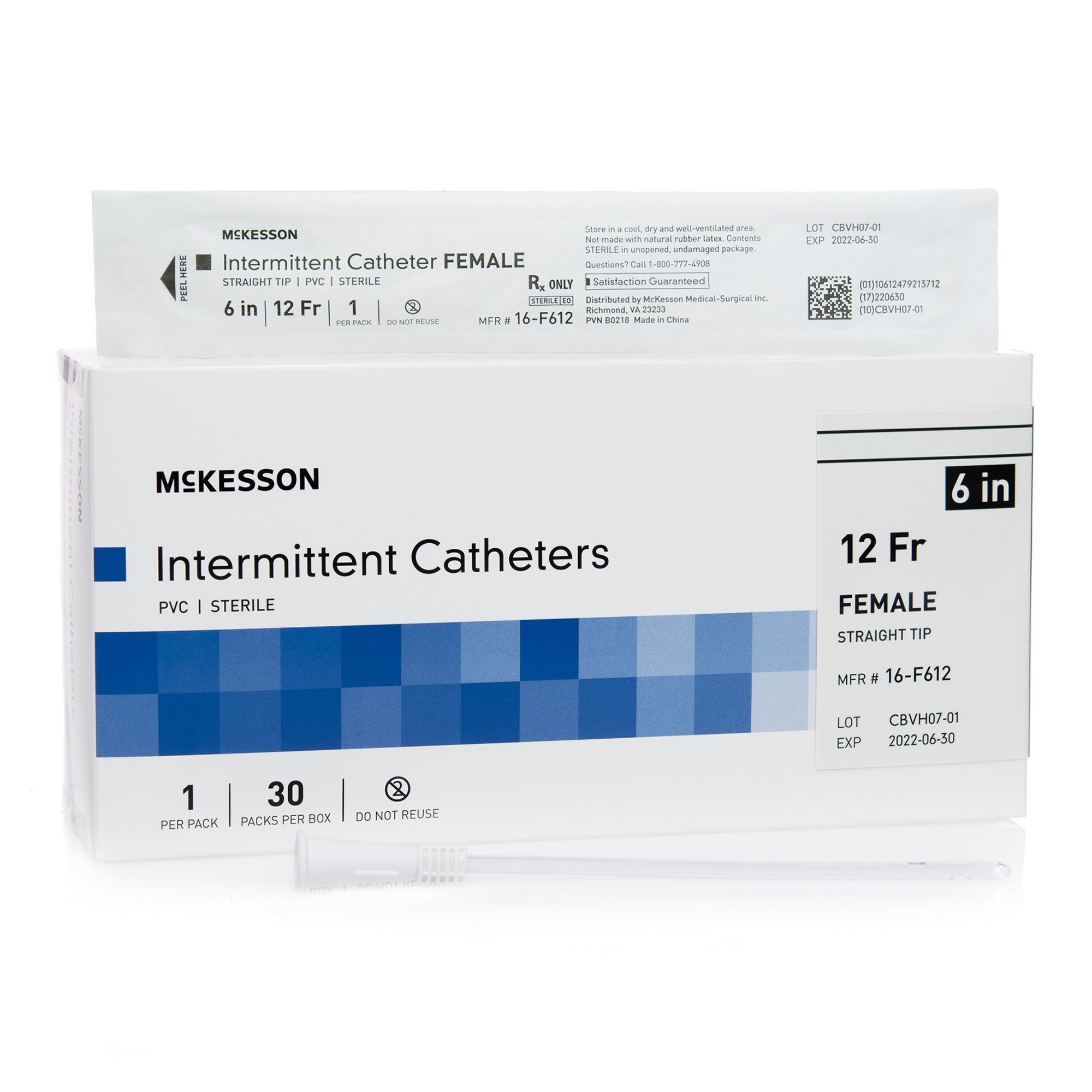 McKesson Urethral Catheter, 12 Fr., Female, Straight MK 1020812