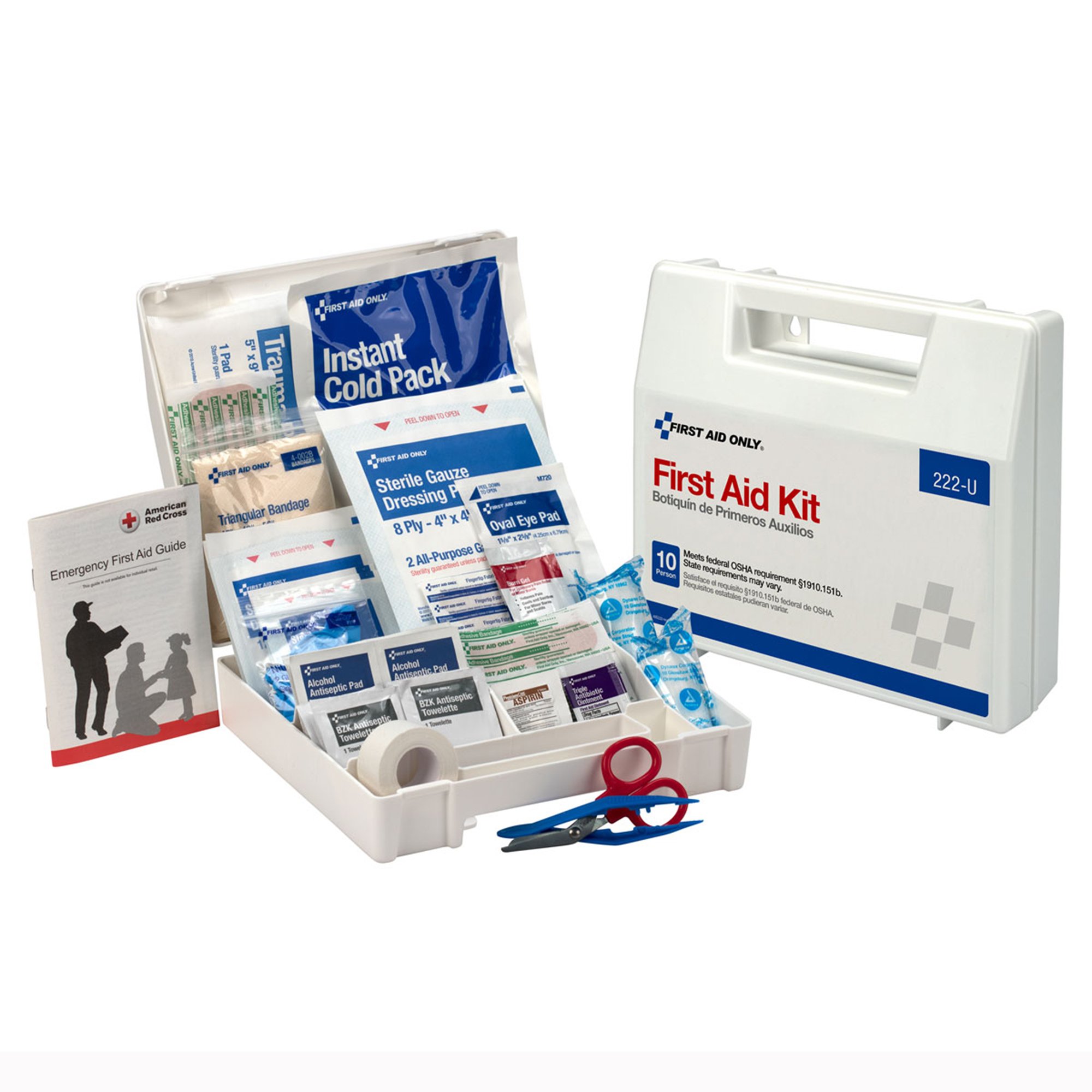 First Aid Only Ten-Person First Aid Kit, Plastic Case with Dividers MK 1233875