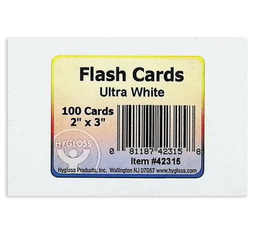 Index Flash Cards 2"x 3" Ultra White (100 count)