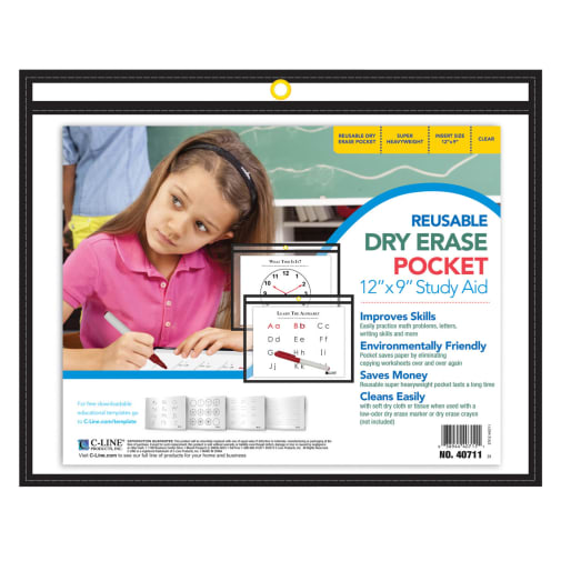 Reusable Dry Erase Pocket 12"x9" Side Loading