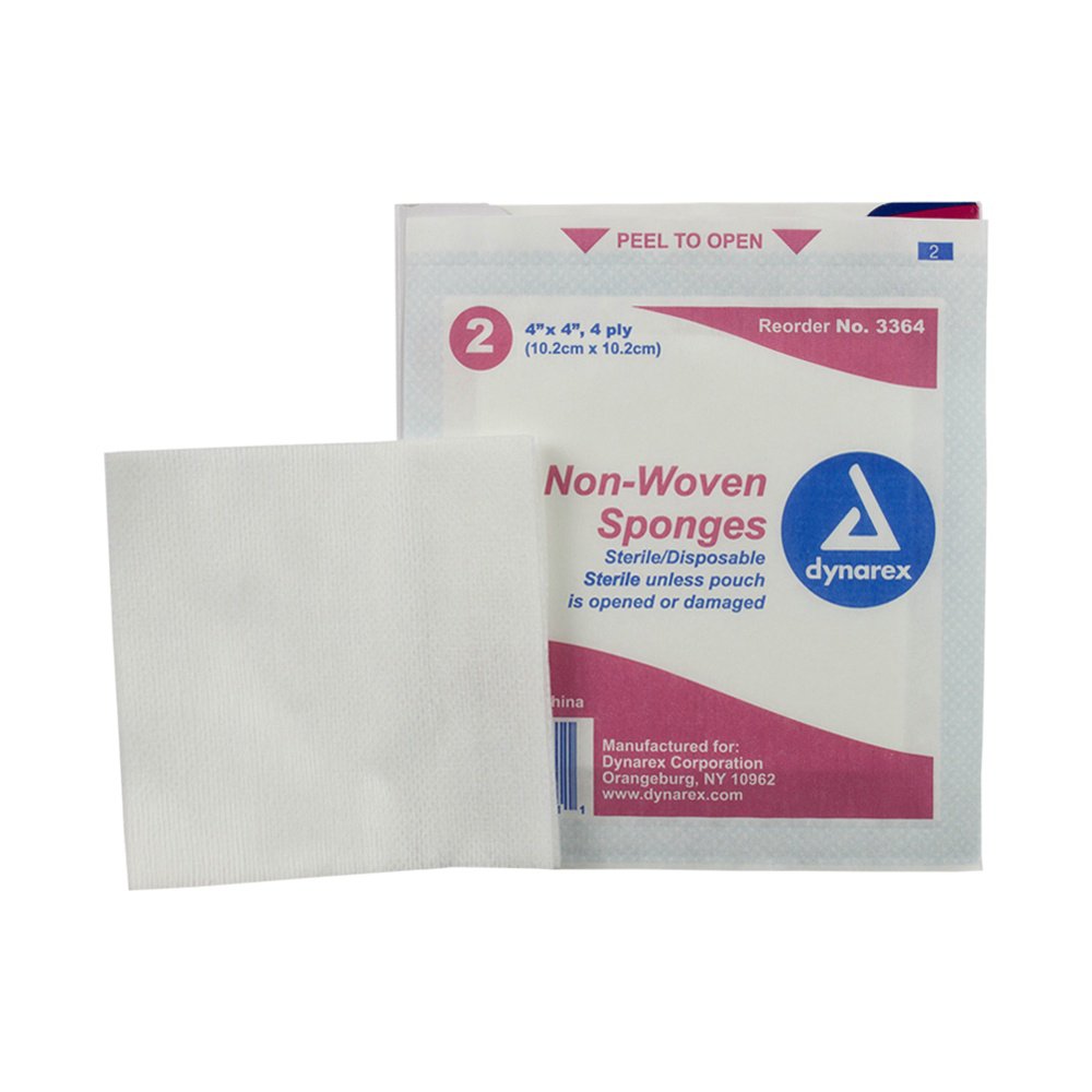 dynarex Sterile Nonwoven Sponge, 4 x 4 Inch, 4-Ply MK 917177