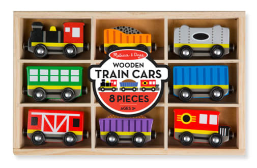 Melissa & Doug Wooden Train Cars (8 Pieces)