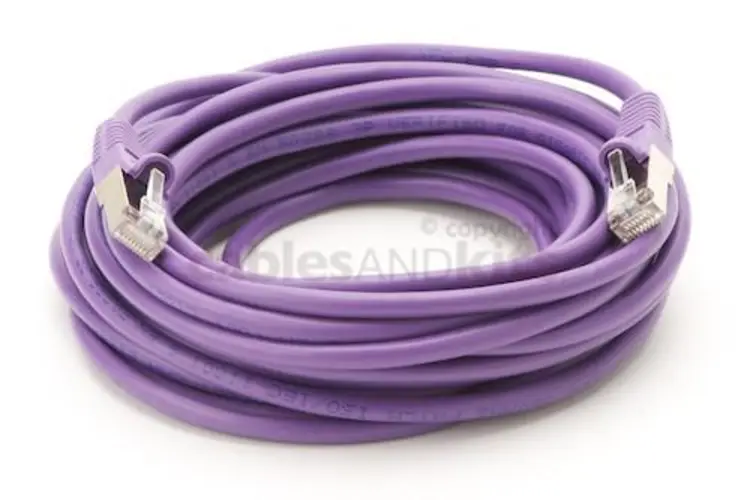CAT5e Shielded Ethernet Patch Cable, Booted, 20ft, Purple