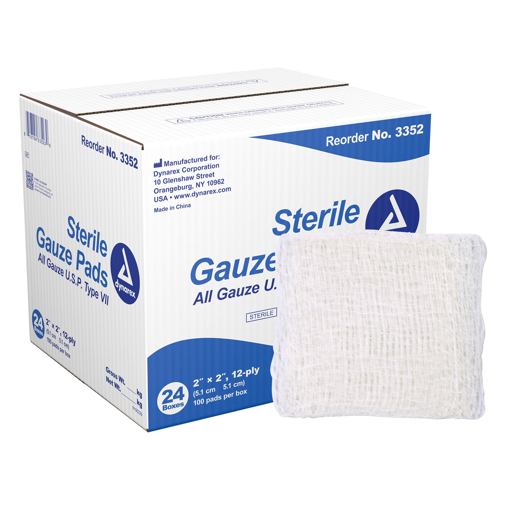 dynarex Sterile Gauze Sponge, 2 x 2 Inch, 12-Ply MK 867178