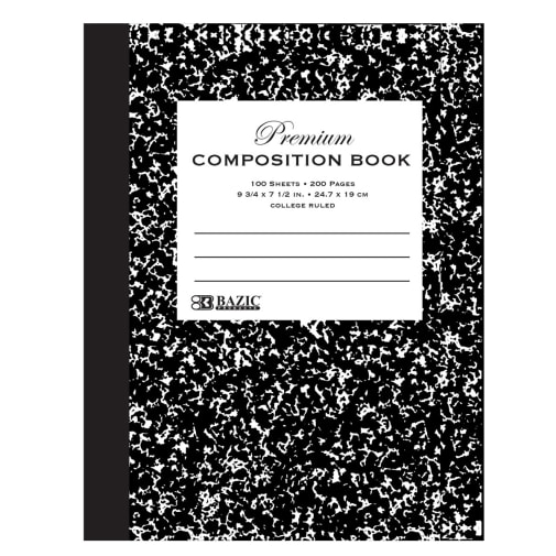 Premium Composition Book Black Marble Cover - College Ruled