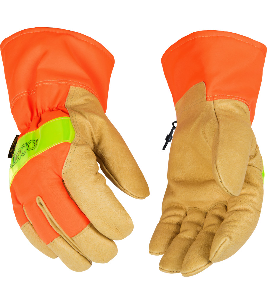Lined Hi-Vis Orange Grain Pigskin Palm with Safety Cuff, Orange, large image number 2