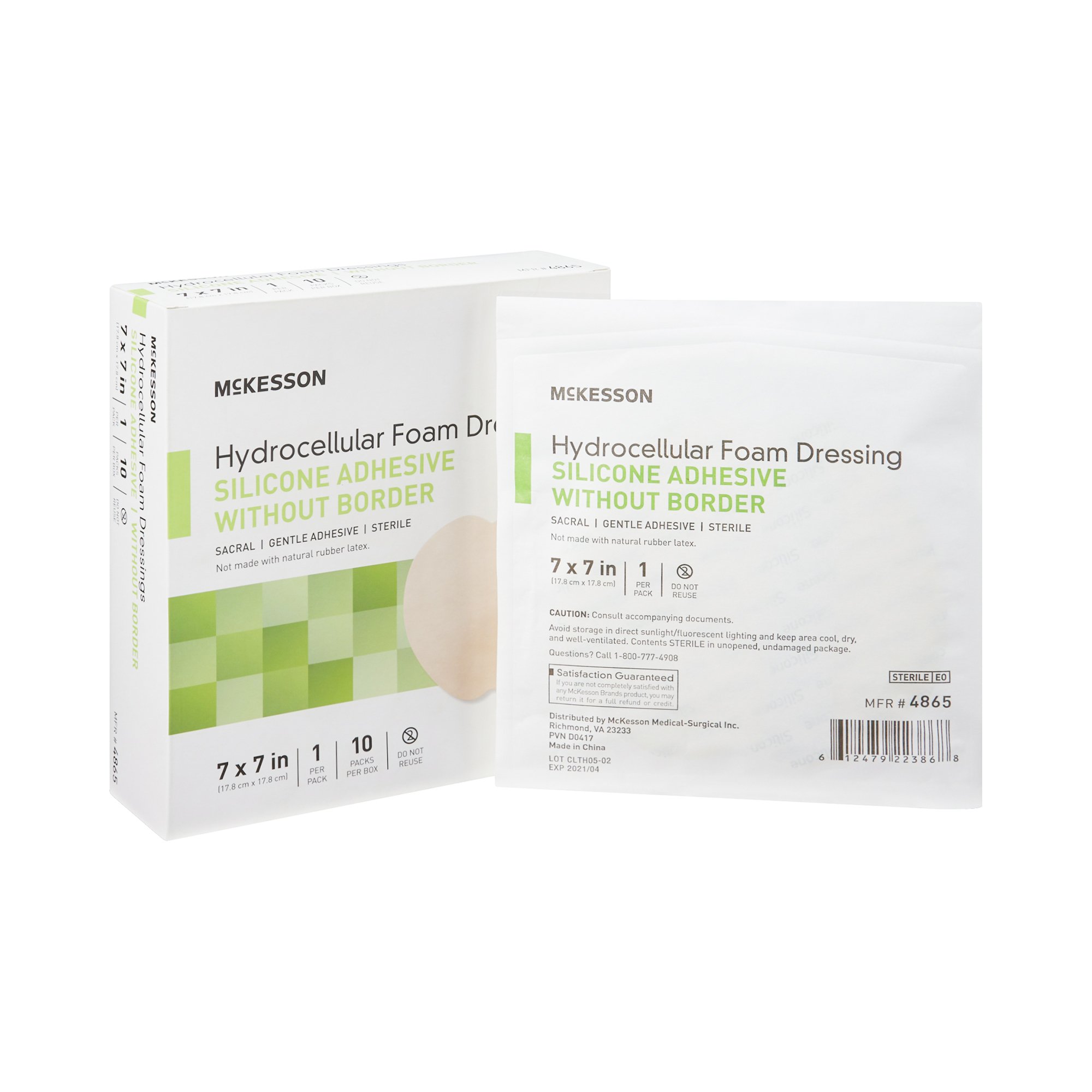 McKesson Hydrocellular Foam Dressing, Silicone Adhesive, w/o Border, 7 x 7 Inch MK 1083088