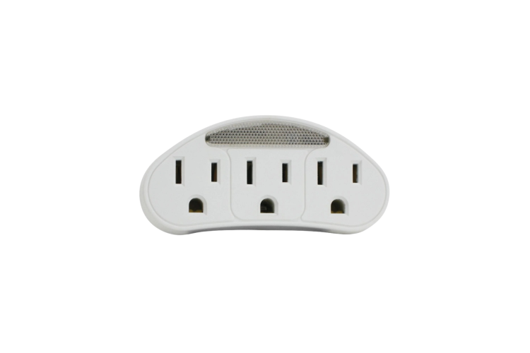 3-Outlet Grounded Power Tap with Automatic Photocell Nightlight, White