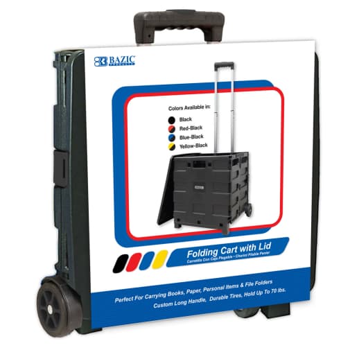 Black Folding Cart on Wheels with Lid Cover (16"x18"x15")