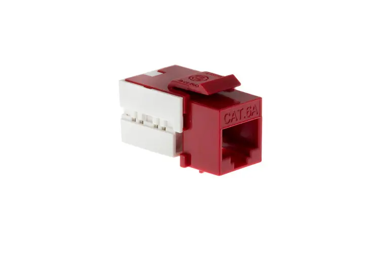 Cat6A RJ45 110 Type Keystone Jack, Red